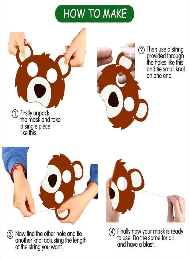 Party Baazaar Animal Eye Mask for Kids Party | Jungle Theme Birthday Decoration | Jungle Safari Themed Costume Masks for Boys and Girls | Animal Mask for Birthday (Pack of 12) - Image 4